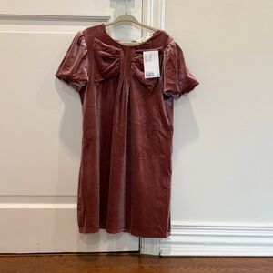 Velvet Dress with Bow Accent
